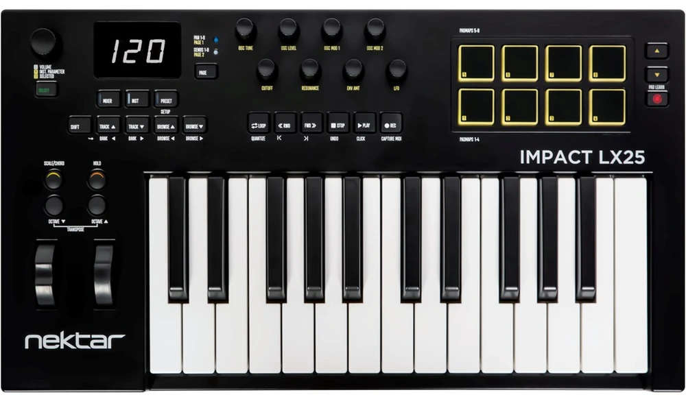 Nektar Impact LX 25 mkIII - MIDI keyboard 25 keys USB, juodas