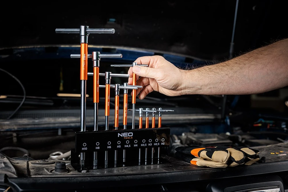 Neo Tools Klucze Smeigtukų raktai 2-10 mm, 10 vnt. rinkinys lentynėlėje