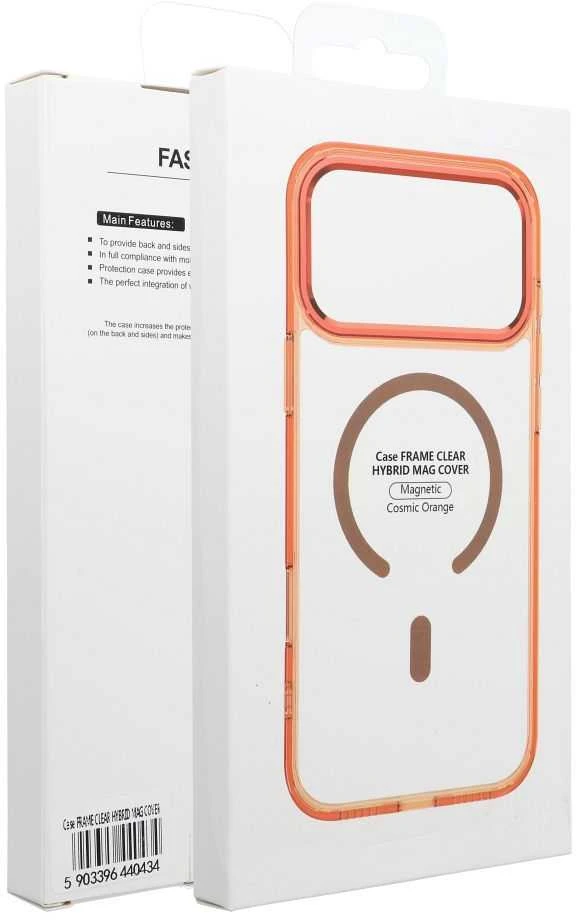 OEM dėklas, skirtas „iPhone 17 AIR Frame Clear Hybrid Mag Cover“, suderinamas su „MagSafe Hermes Oranžinis“