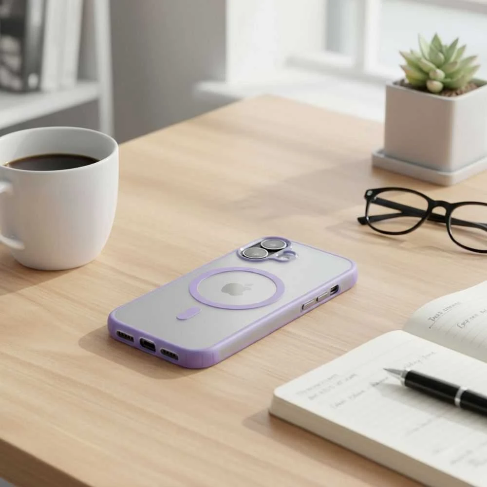 Oem Originalus „iPhone 17 Flexline Mag“ dėklas, suderinamas su „MagSafe“ violetine