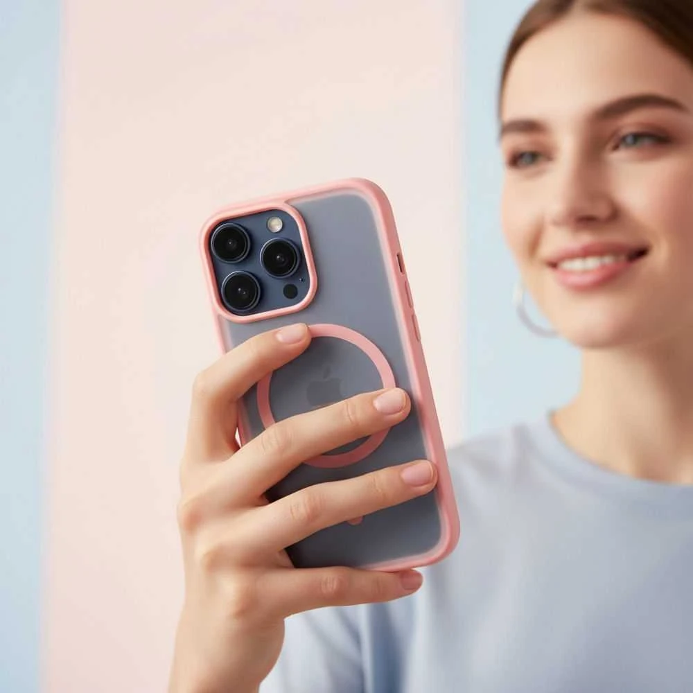 Oem Originalus „iPhone 16 Flexline Mag“ dėklas, suderinamas su „MagSafe“, rožinis