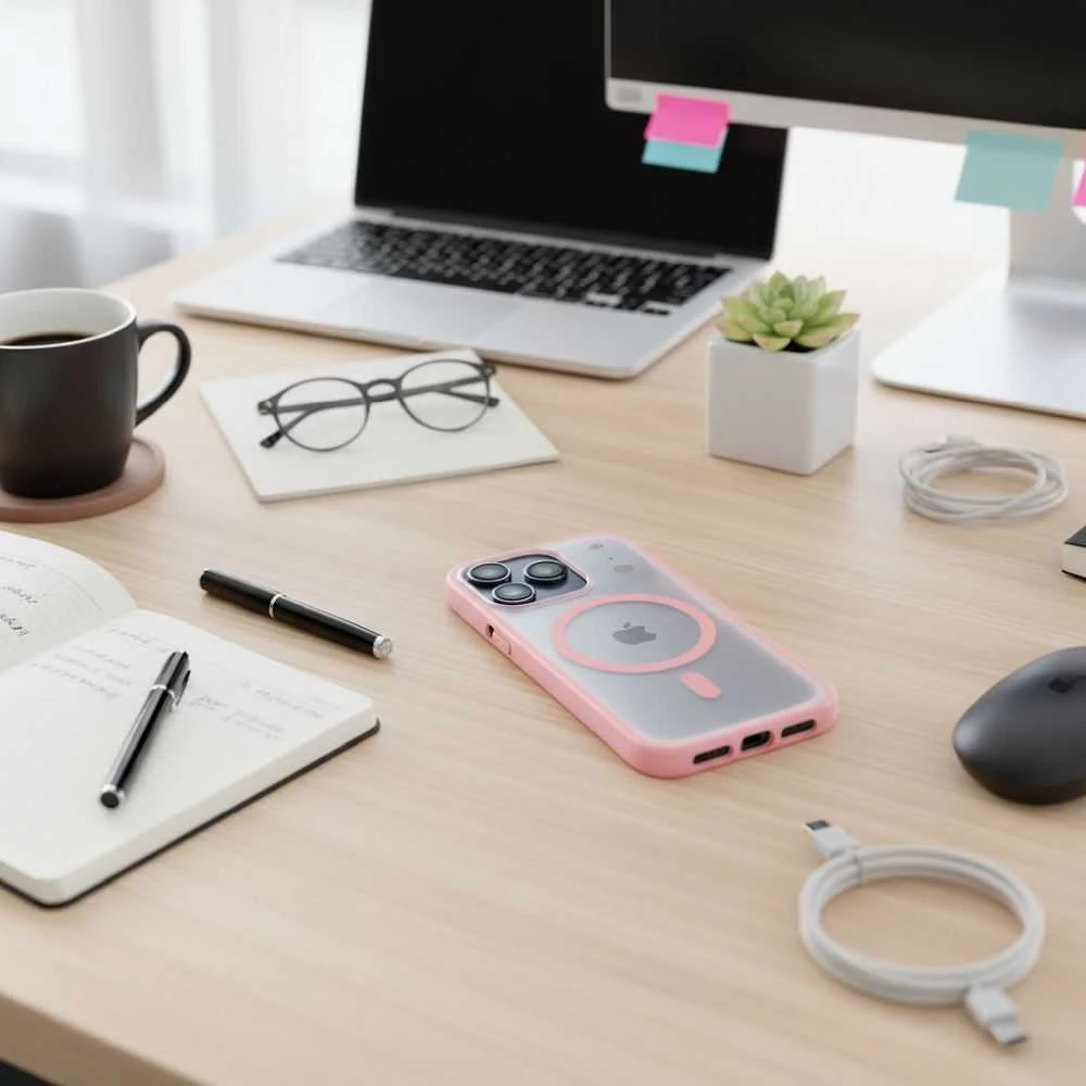 Oem Originalus „iPhone 16 Flexline Mag“ dėklas, suderinamas su „MagSafe“, rožinis