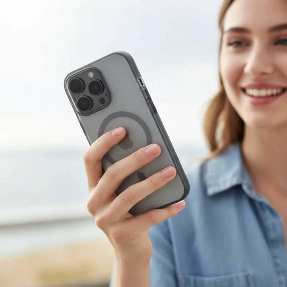Oem Originalus „iPhone 16 Flexline Mag“ dėklas, suderinamas su „MagSafe“ pilka spalva