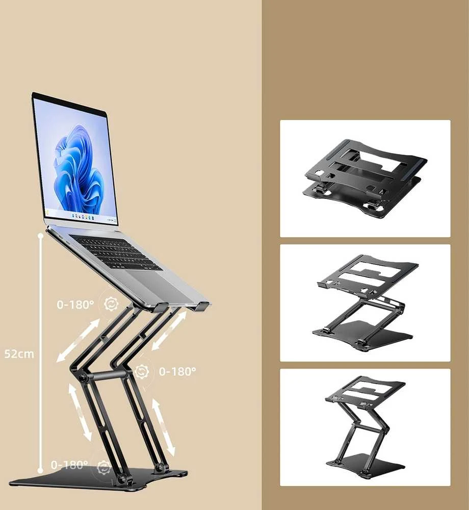 Wozinsky WRS-CPY75DSB nešiojamo kompiuterio stovas Aluminum – juodos spalvos