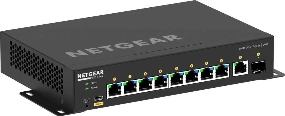 Šakotuvas NETGEAR 10PT M4250-9G1F-POE+ valdomas jungiklis