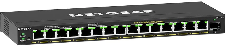 Šakotuvas NETGEAR 16PT GE Plus jungiklis su POE+