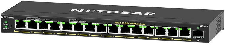 Šakotuvas NETGEAR 16PT GE Plus jungiklis su POE+