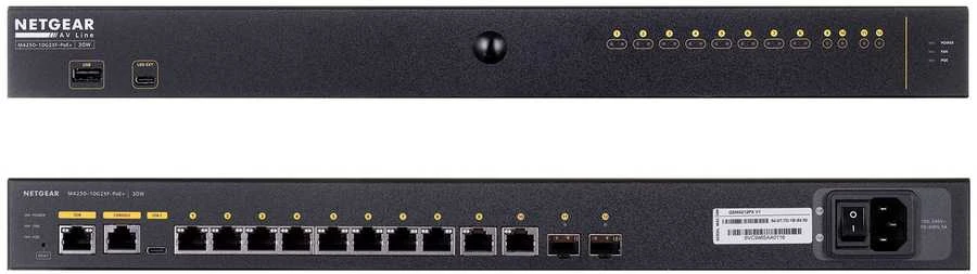 Šakotuvas NETGEAR 12 prievadų AV linija M4250-10G2XF-PoE+ 8x1G PoE+ 240W 2x1G 2xSFP+ valdomas jungiklis