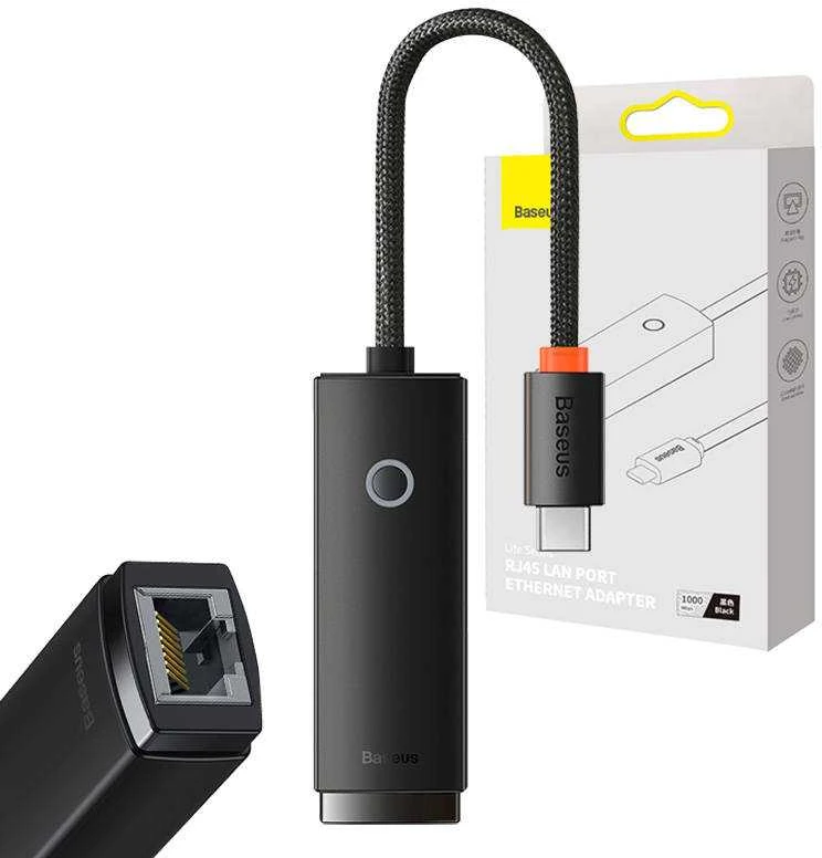 Tinklo adapteris Baseus Lite Series USB-C iki RJ45 – juodas