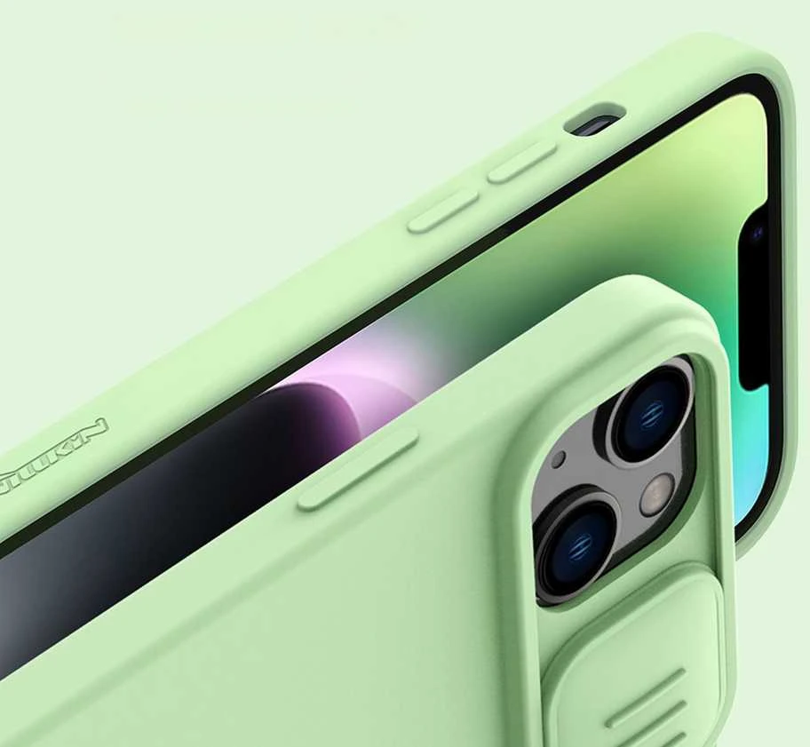 Nillkin CamShield Silky silikoninis Apple iPhone 14 Plus with camera dėklas telefonui žalios spalvos