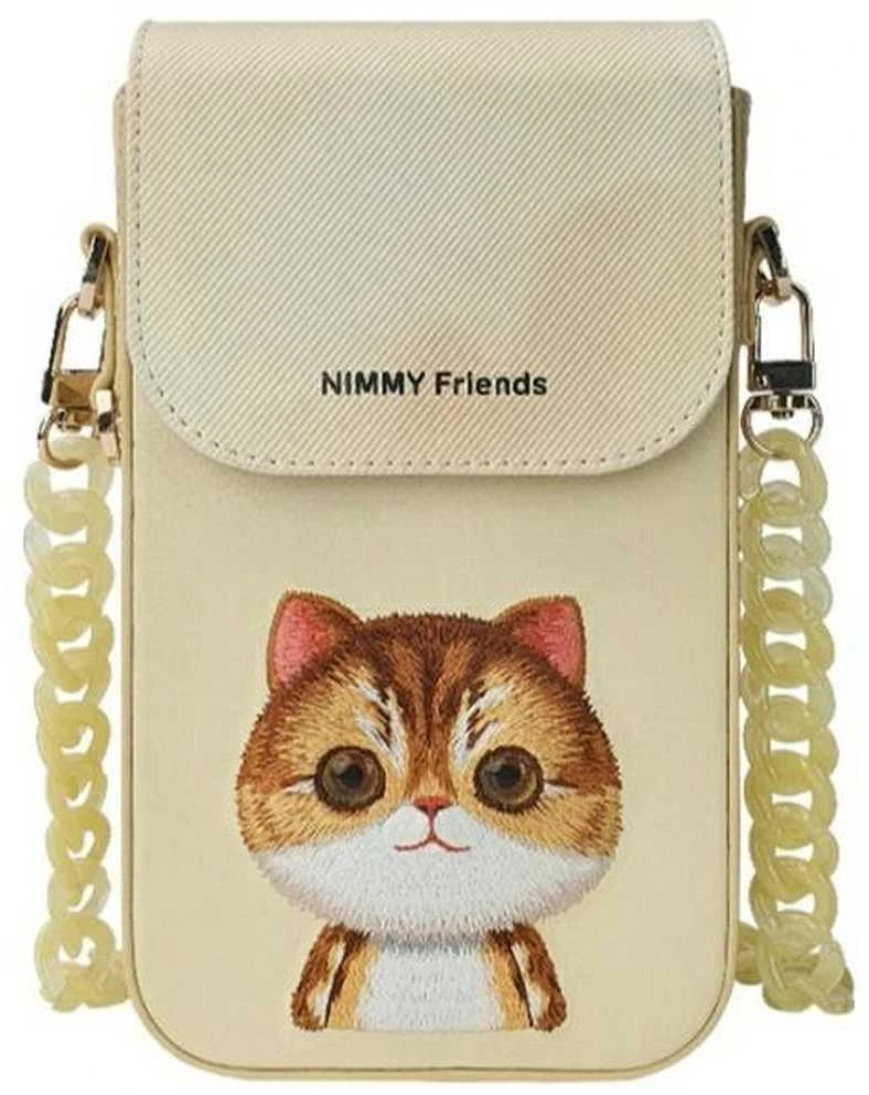 „Nimmy 3in1“ telefono krepšio + piniginės + lokatoriaus dėklo rinkinys, chaki spalvos, „Big Eyed Pet 2.0 Cat“