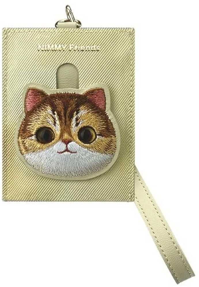„Nimmy 3in1“ telefono krepšio + piniginės + lokatoriaus dėklo rinkinys, chaki spalvos, „Big Eyed Pet 2.0 Cat“