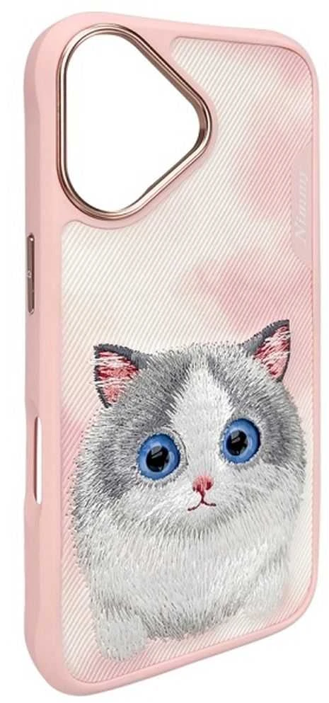 Nimmy dėklas Apple iPhone 16 6.1″ rožinės spalvos Big Eyed Pet 2.0 Cat