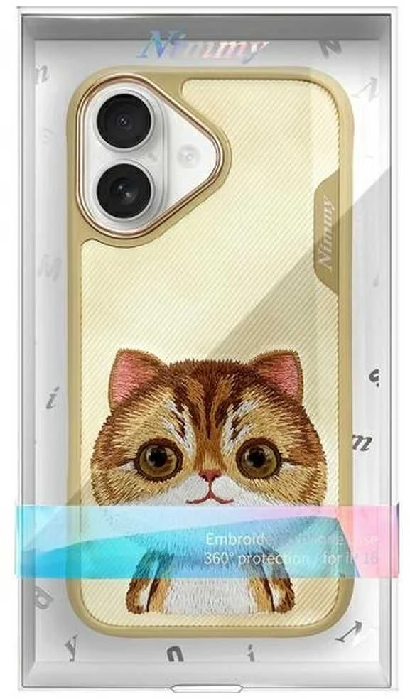 Nimmy dėklas Apple iPhone 16 6.1″ khaki Big Eyed Pet 2.0 Cat