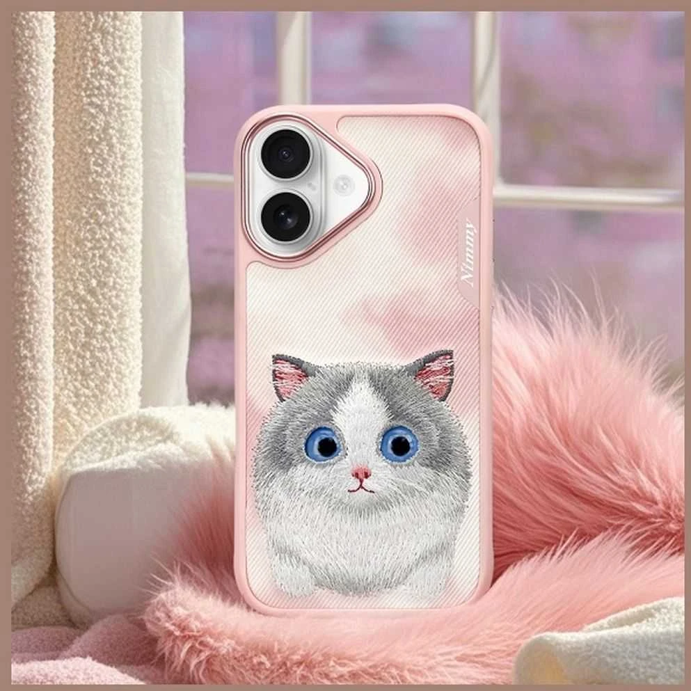 Nimmy dėklas Apple iPhone 16 6.1″ rožinės spalvos Big Eyed Pet 2.0 Cat