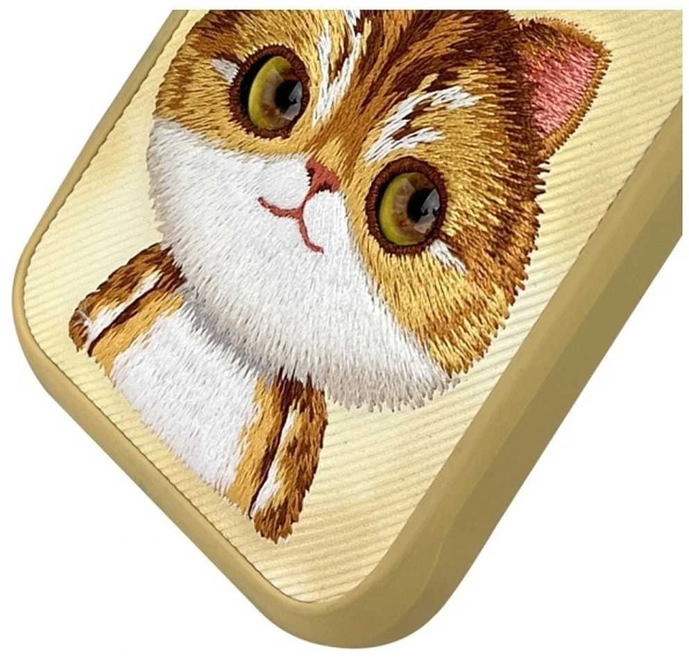 Dėklas Nimmy Apple iPhone 16 Pro Max 6.9" chaki spalvos su „Big Eyed Pet 2.0“ ir katės imitacijos dėklu