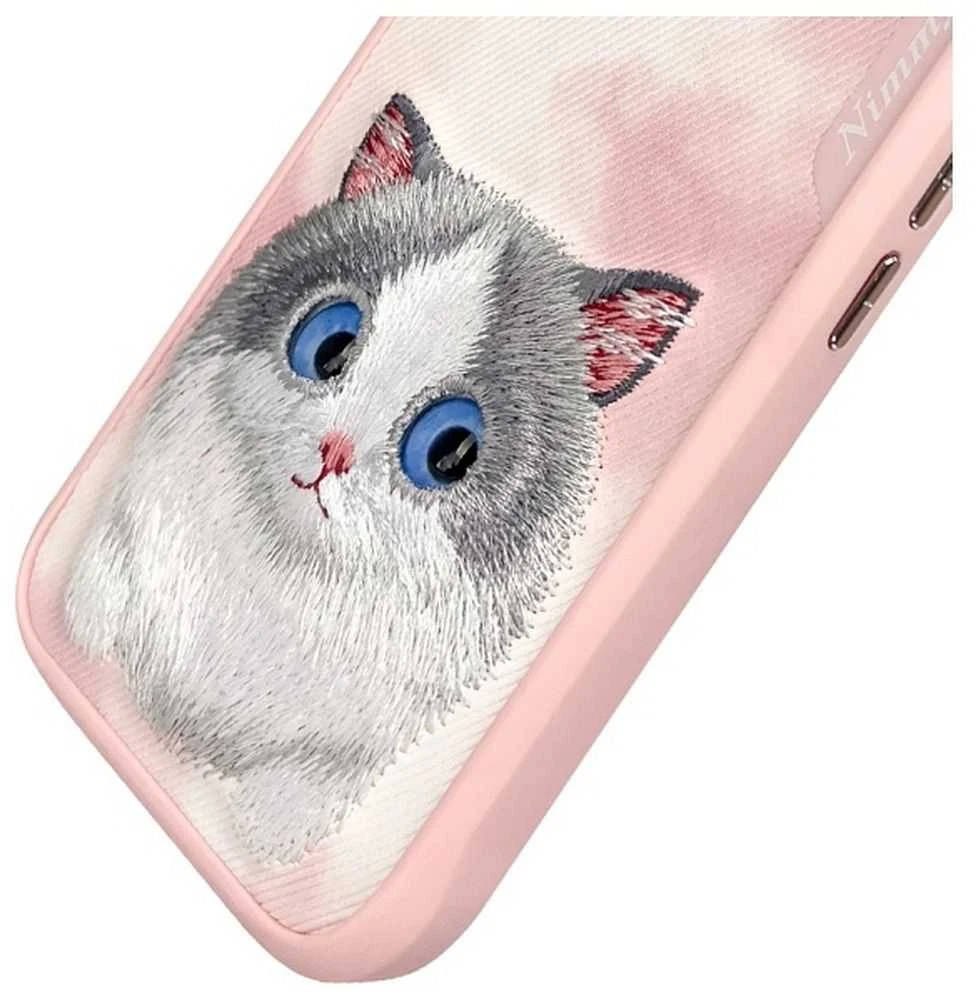 Nimmy dėklas Apple iPhone 16 6.1″ rožinės spalvos Big Eyed Pet 2.0 Cat
