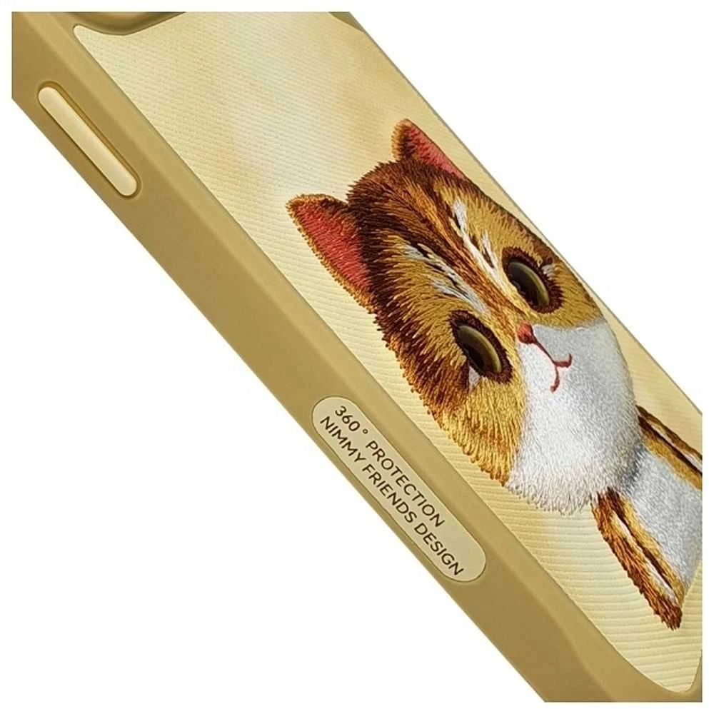 Nimmy Apple iPhone 15 Pro 6.1" dėklas telefonui haki spalvos Big Eyed Pet 2.0 Cat