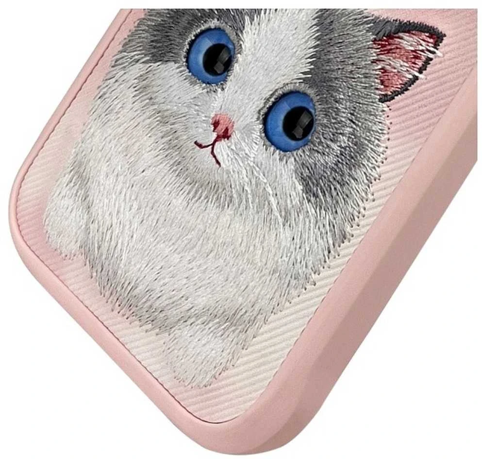 Nimmy dėklas Apple iPhone 16 Pro Max 6.9″ rožinės spalvos Big Eyed Pet 2.0 Cat