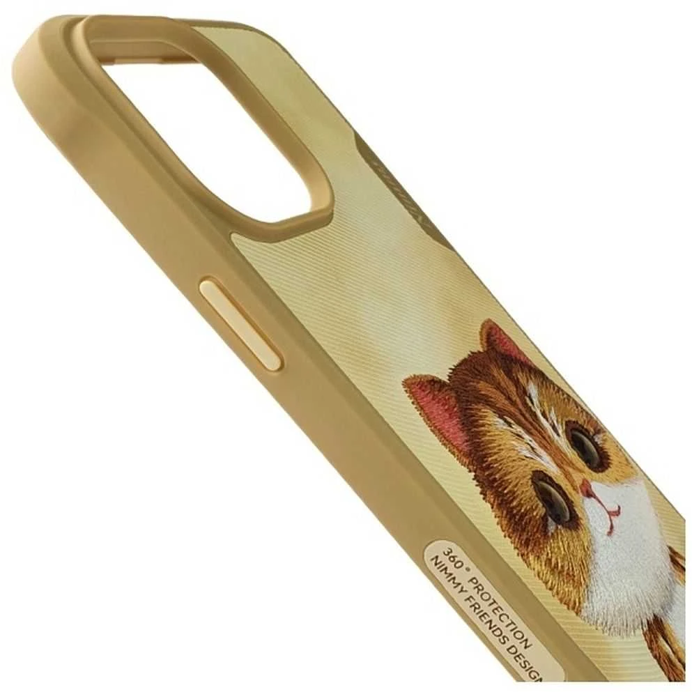 Nimmy Apple iPhone 15 Pro 6.1" dėklas telefonui haki spalvos Big Eyed Pet 2.0 Cat