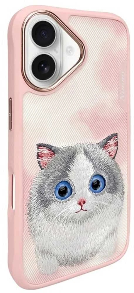 Nimmy dėklas Apple iPhone 16 6.1″ rožinės spalvos Big Eyed Pet 2.0 Cat