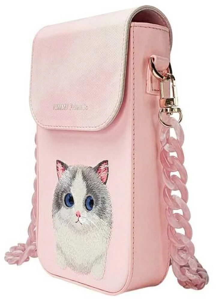 Dėklas Nimmy torebka na telefon rožinės spalvos Big Eyed Pet 2.0 Cat