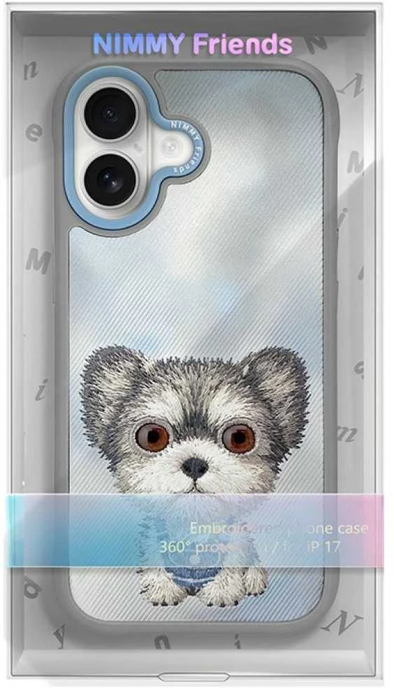Dėklas Nimmy Big Eyed Pet 2.0 Dog skirtas Apple iPhone 17 pilkos spalvos