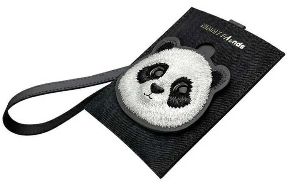 Nimmy 3in1 rinkinys telefono krepšys + piniginė + lokatorius juodos spalvos Big Eyed Pet 2.0 Panda