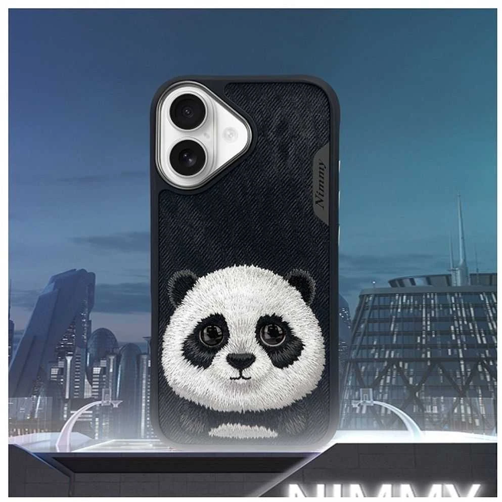 Nimmy dėklas Apple iPhone 16 6.1″ juodos spalvos Big Eyed Pet 2.0 Panda