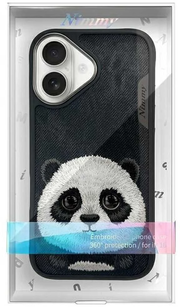 Nimmy dėklas Apple iPhone 16 6.1″ juodos spalvos Big Eyed Pet 2.0 Panda