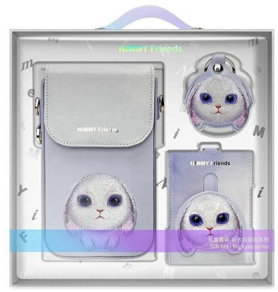 Nimmy 3in1 rinkinys telefono krepšys + piniginė + lokatorius violetinė Big Eyed Pet 2.0 Rabbit