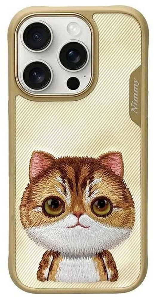 Dėklas Nimmy Apple iPhone 16 Pro Max 6.9" chaki spalvos su „Big Eyed Pet 2.0“ ir katės imitacijos dėklu