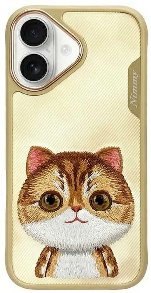 Nimmy dėklas Apple iPhone 16 6.1″ khaki Big Eyed Pet 2.0 Cat