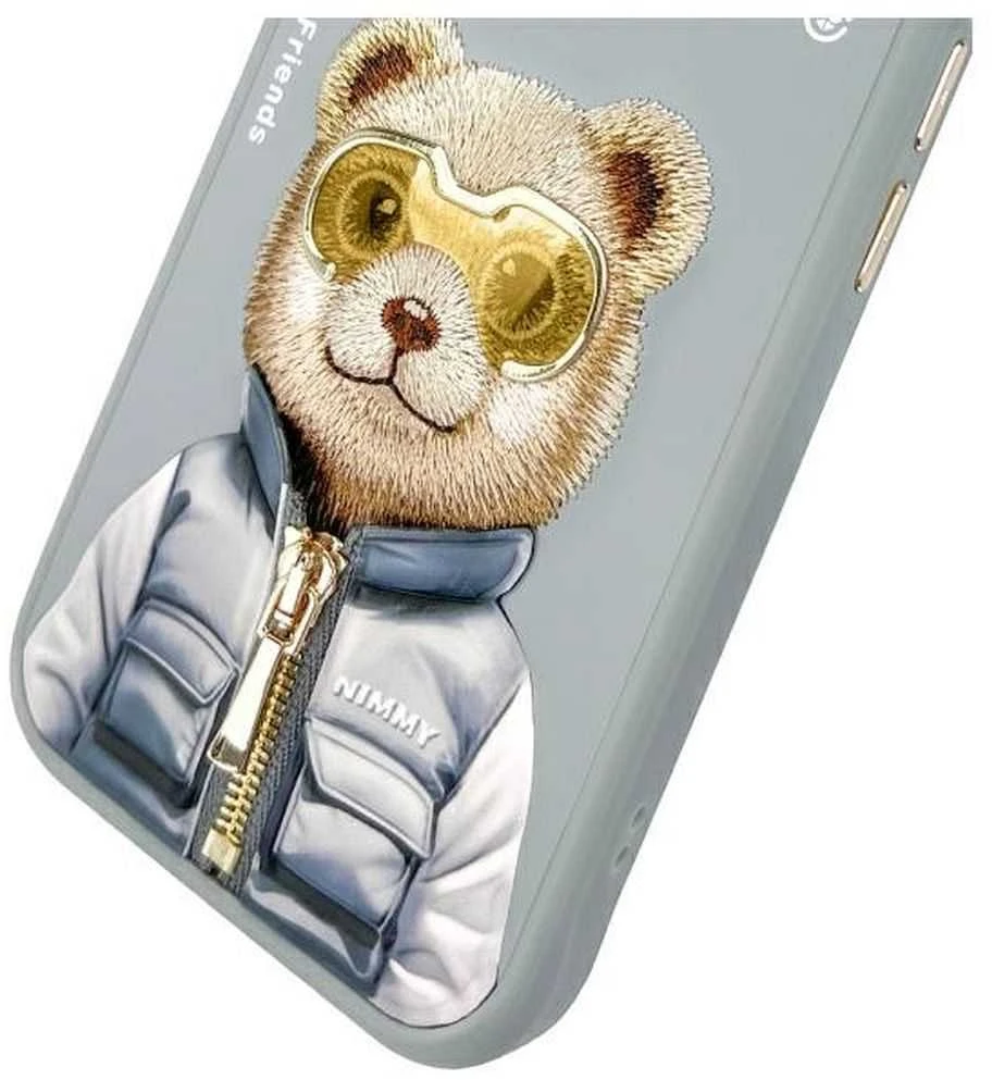Nimmy Apple iPhone 15 6.1" dėklas telefonui pilkos spalvos Cool&Cute 2.0 Bear