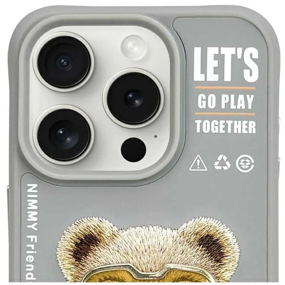 Nimmy Apple iPhone 15 Pro Max 6.7" dėklas telefonui pilkos spalvos Cool&Cute 2.0 Bear