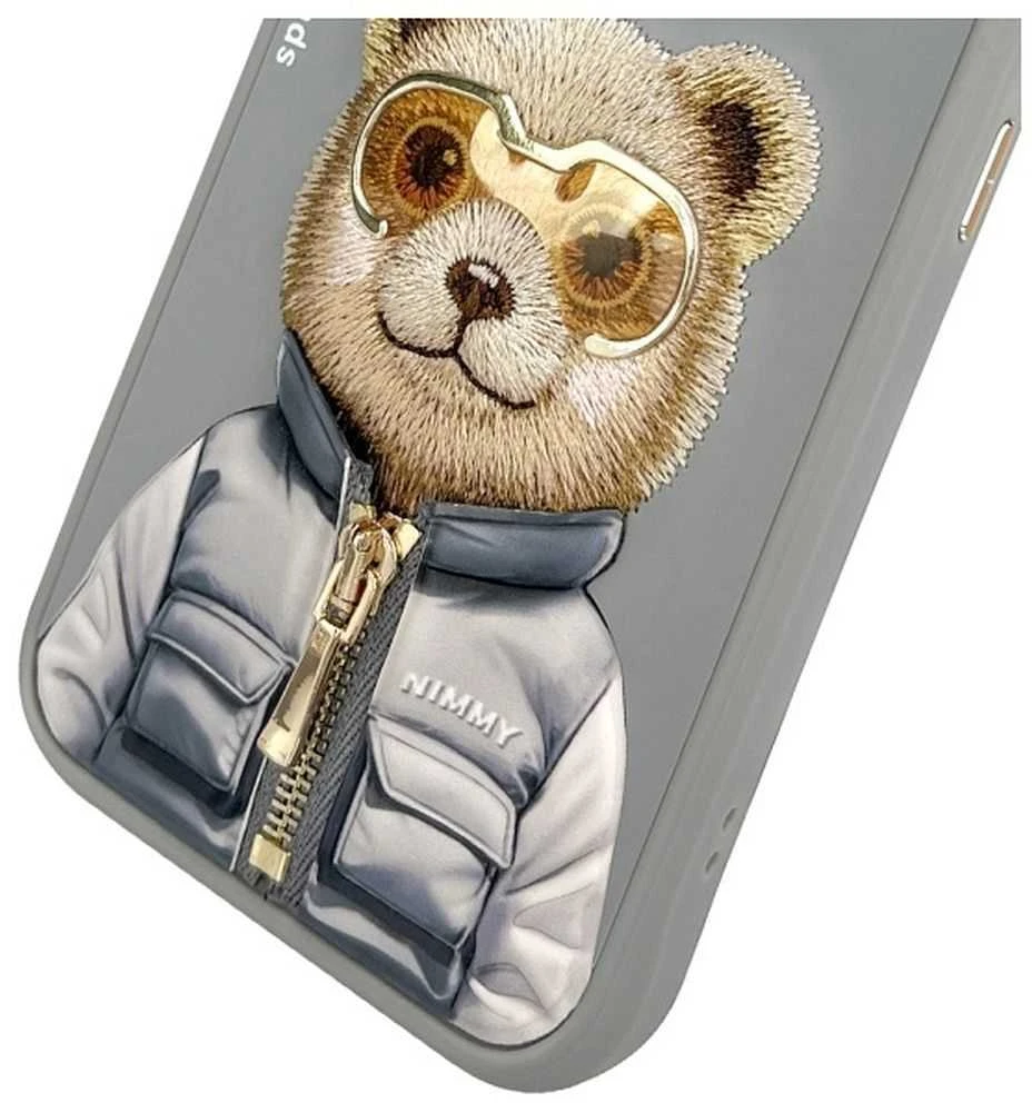 Nimmy Apple iPhone 15 Pro Max 6.7" dėklas telefonui pilkos spalvos Cool&Cute 2.0 Bear