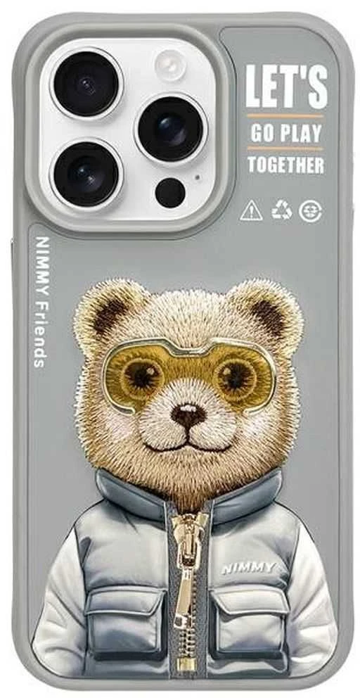 Nimmy Apple iPhone 15 Pro Max 6.7" dėklas telefonui pilkos spalvos Cool&Cute 2.0 Bear