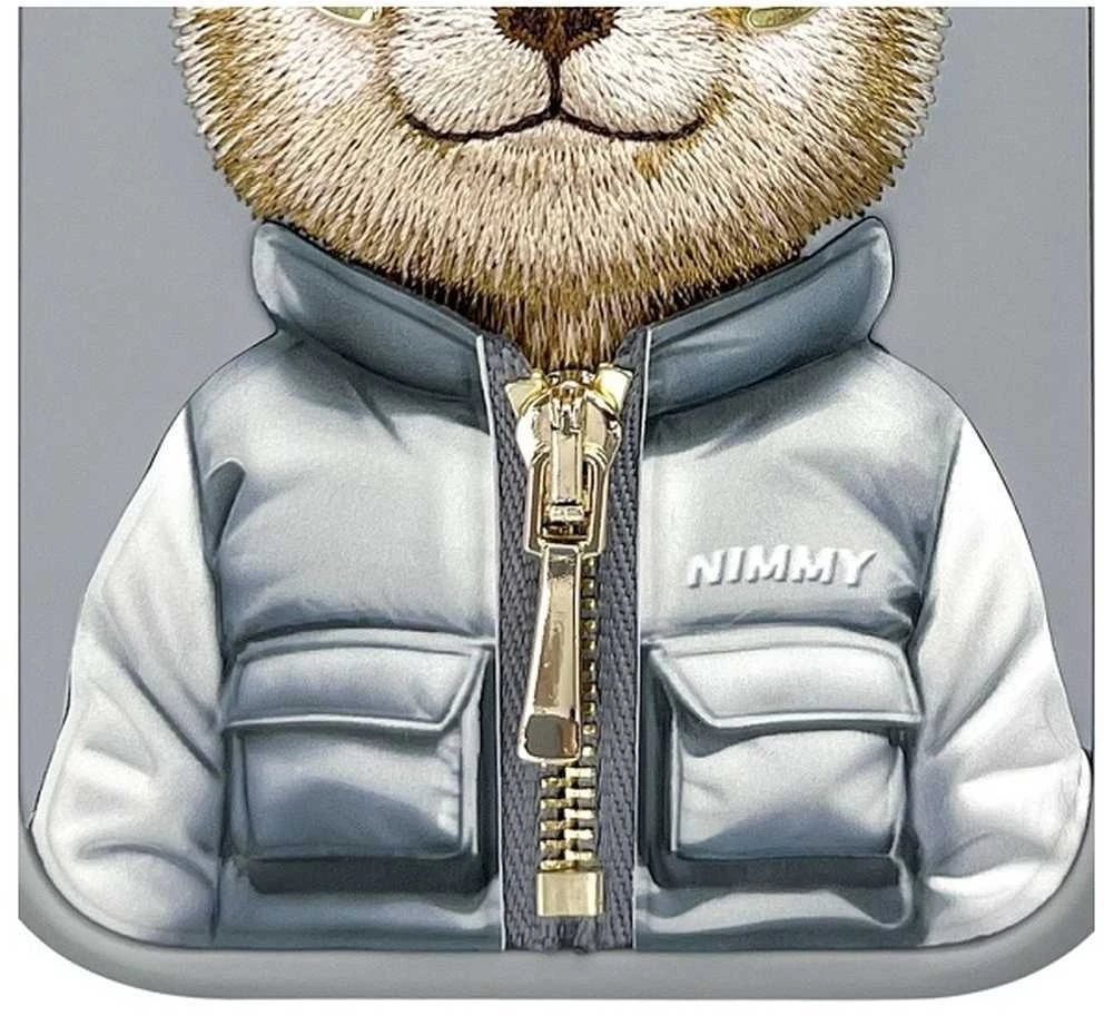 Nimmy Apple iPhone 15 Pro Max 6.7" dėklas telefonui pilkos spalvos Cool&Cute 2.0 Bear