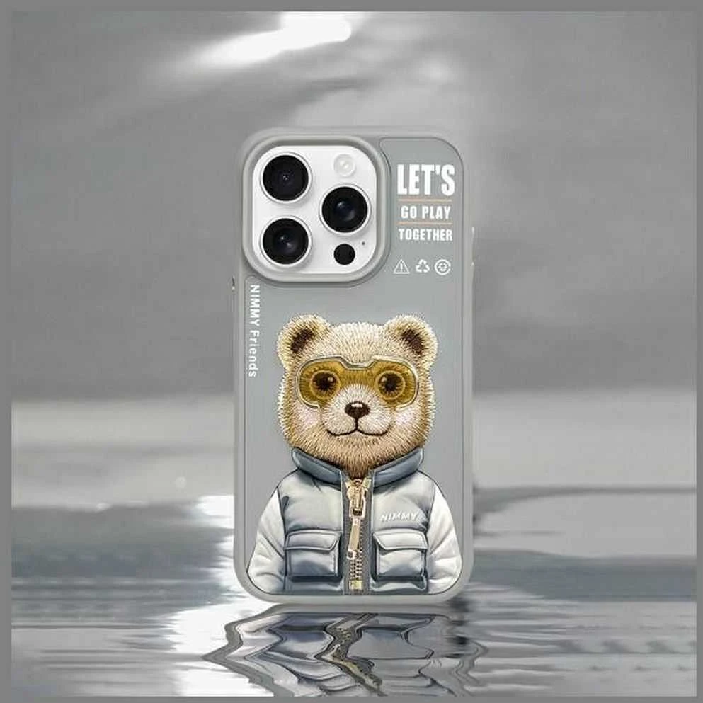 Nimmy Apple iPhone 15 Pro Max 6.7" dėklas telefonui pilkos spalvos Cool&Cute 2.0 Bear
