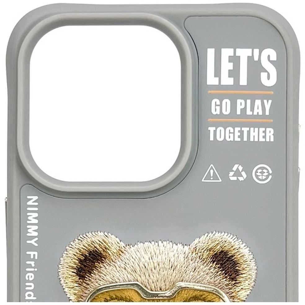 Nimmy Apple iPhone 15 Pro Max 6.7" dėklas telefonui pilkos spalvos Cool&Cute 2.0 Bear
