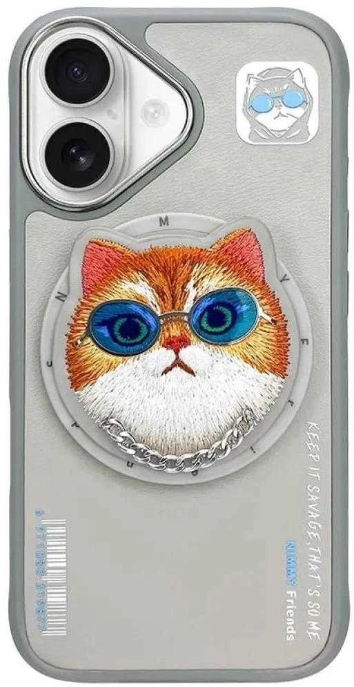 Nimmy Glasses Cool Cat MagSafe Apple iPhone 16 dėklas telefonui pilkos spalvos
