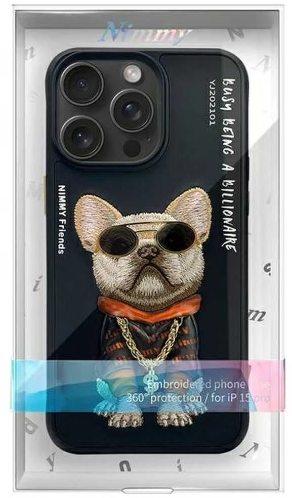 Nimmy Apple iPhone 15 Pro 6.1" dėklas telefonui juodos spalvos Glasses Cool Dog