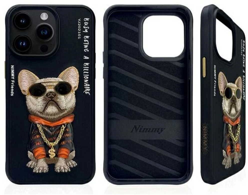 Nimmy Apple iPhone 15 Pro 6.1" dėklas telefonui juodos spalvos Glasses Cool Dog