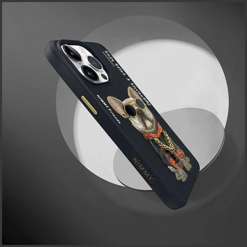 Nimmy Apple iPhone 15 Pro 6.1" dėklas telefonui juodos spalvos Glasses Cool Dog