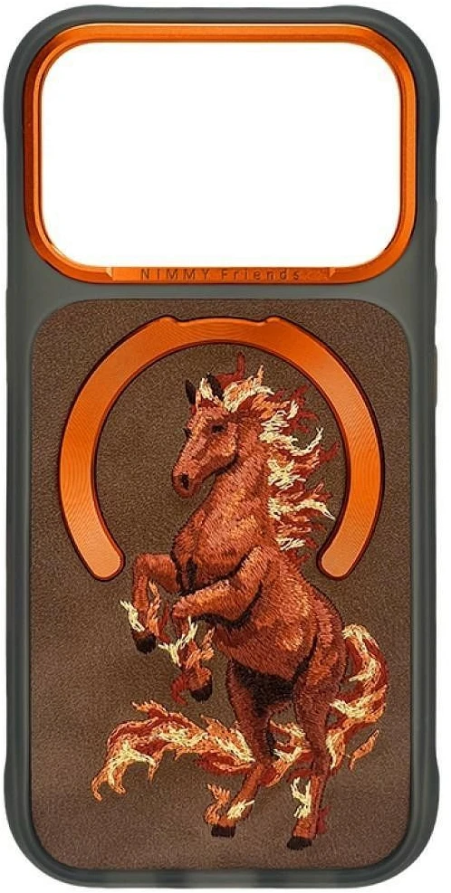 NIMMY dėklas MAGNETIC FANTASY ANIMAL HORSE, suderinamas su MagSafe, skirtas IPHONE 18 Pro/17 Pro, oranžinis