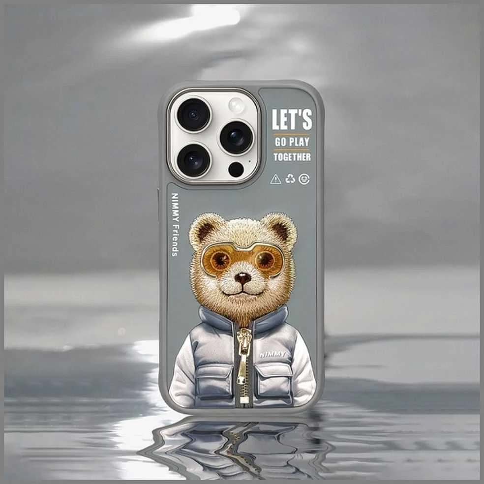 Nimmy Apple iPhone 16 Pro 6.3" dėklas telefonui pilkos spalvos Cool&Cute 2.0 Bear
