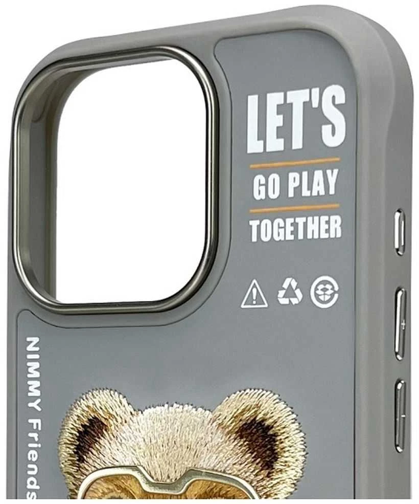 Nimmy Apple iPhone 16 Pro 6.3" dėklas telefonui pilkos spalvos Cool&Cute 2.0 Bear