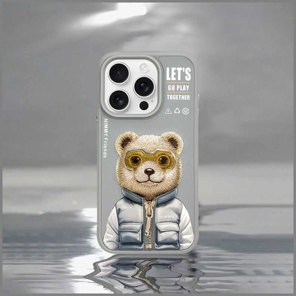 Nimmy Apple iPhone 15 Pro 6.1" dėklas telefonui pilkos spalvos Cool&Cute 2.0 Bear