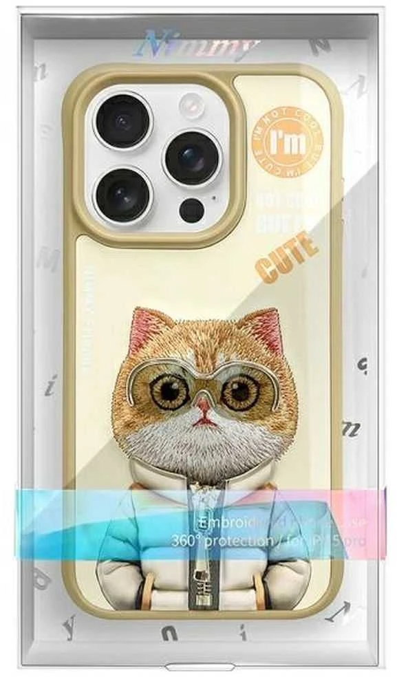 Nimmy Apple iPhone 15 Pro 6.1" dėklas telefonui haki spalvos Cool&Cute 2.0 Cat