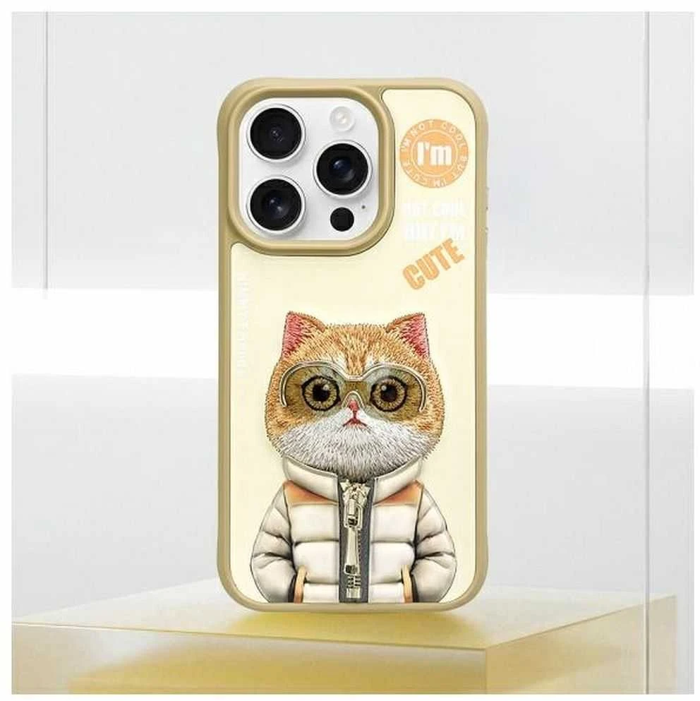 Nimmy Apple iPhone 15 Pro 6.1" dėklas telefonui haki spalvos Cool&Cute 2.0 Cat